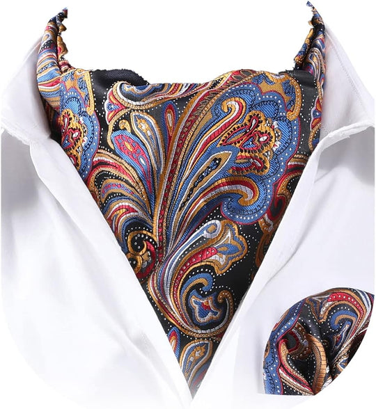 REVXSC Ascot Ties for Men Paisley Cravat Tie and